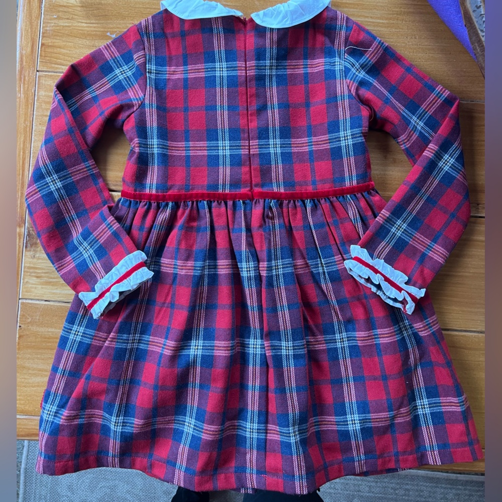 Girls 5T Tutto Piccolo red Christmas Tartan dress - Picture 4 of 4